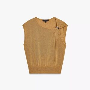 ZARA NWT Small Gold Sleeveless Top with Buckle Detail